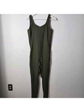 Maacie For Moms To Be Size M Maternity Olive Green Ribbed Jumpsuit Sleeveless